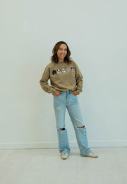 Custom Embroidered Sweatshirt | Tan