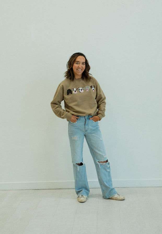 Custom Embroidered Sweatshirt | Tan