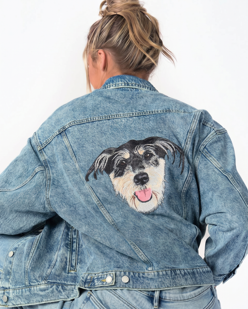 The Oversized Denim Jacket | Custom Pet Embroidered Jean Jacket