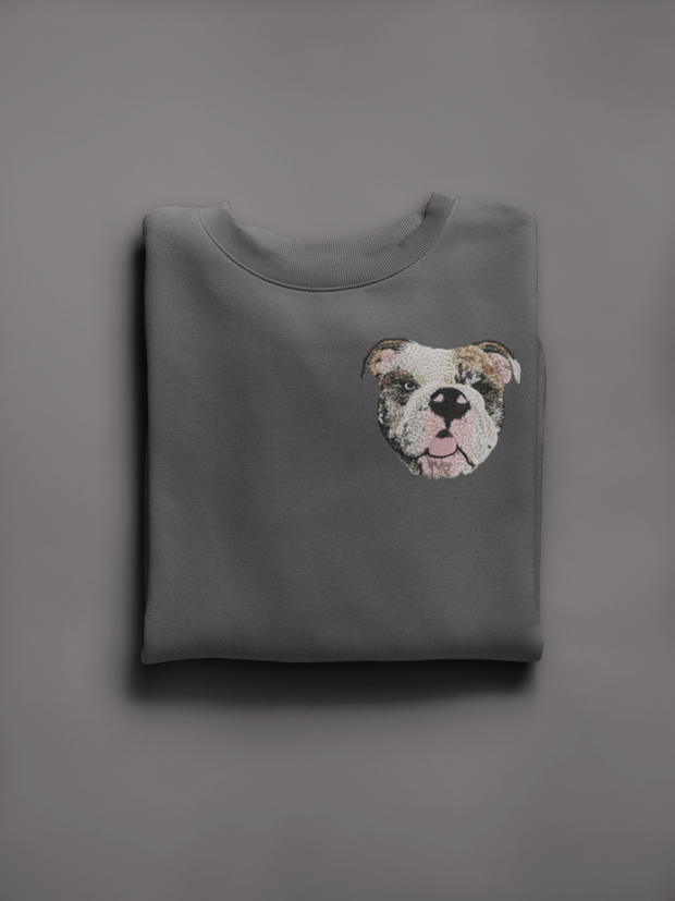 English Bulldog Dog Embroidered Sweatshirt