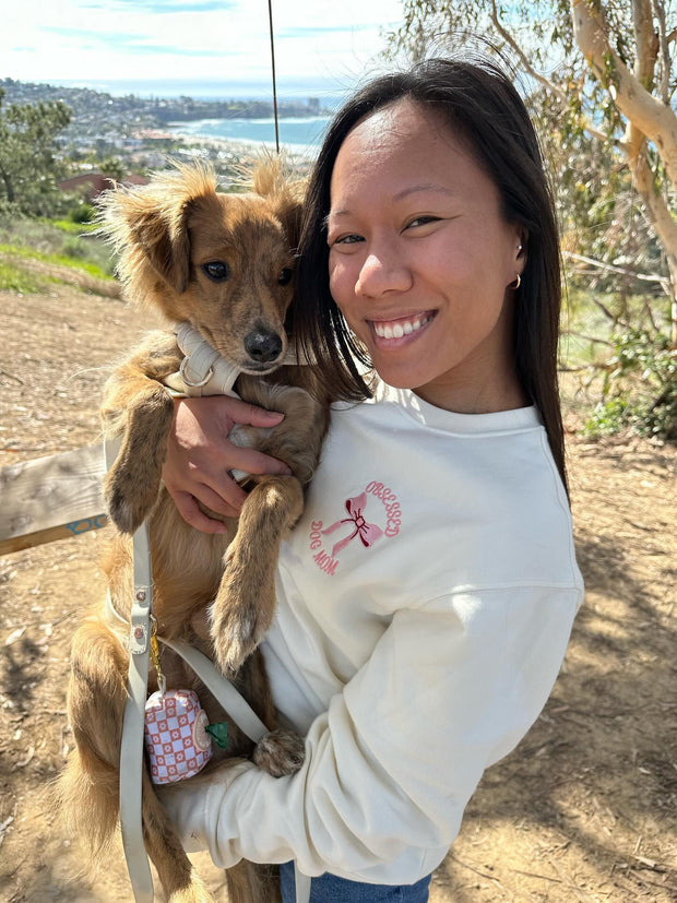 Obsessed Dog Mom - Bow Embroidered Sweatshirt