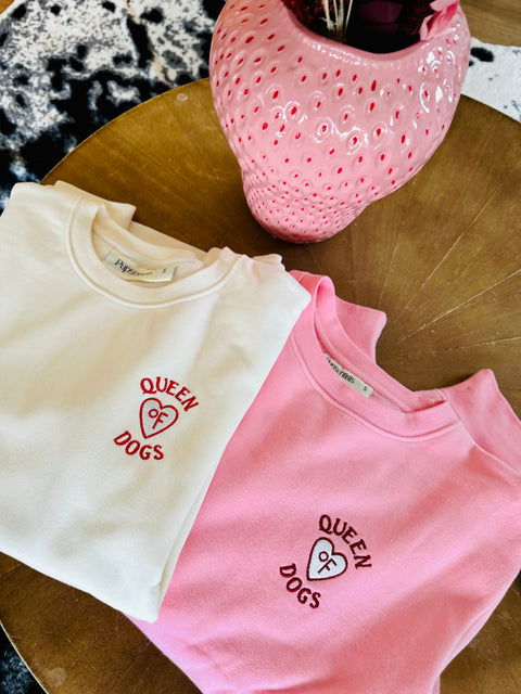 Queen Of Dogs - Embroidered Valentines Day Sweatshirt