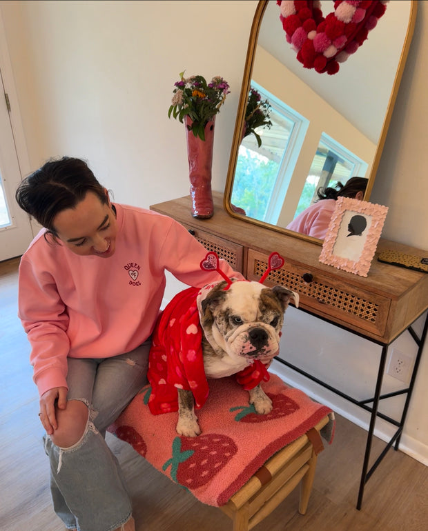 Queen Of Dogs - Embroidered Valentines Day Sweatshirt