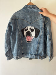 The Ultimate Custom Large Pet Portrait Embroidered Patch Denim Jacket
