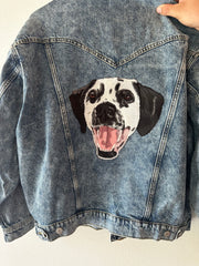 The Ultimate Custom Large Pet Portrait Embroidered Patch Denim Jacket