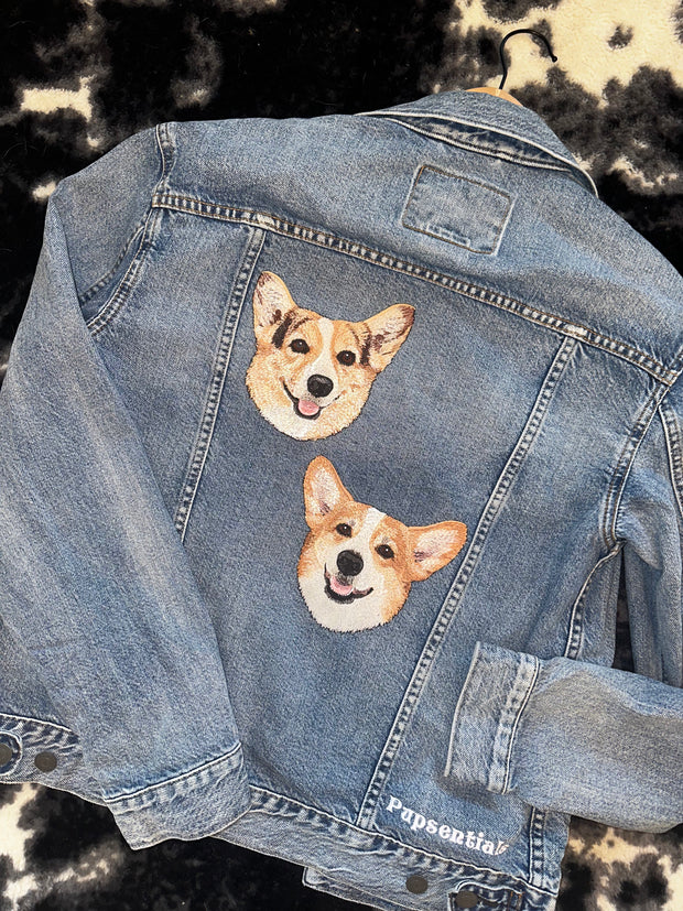 The Ultimate Custom Large Pet Portrait Embroidered Patch Denim Jacket
