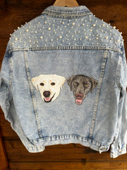 The Ultimate Custom Large Pet Portrait Embroidered Patch Denim Jacket