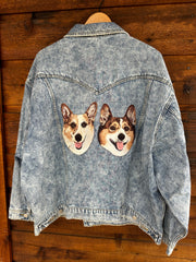 The Ultimate Custom Large Pet Portrait Embroidered Patch Denim Jacket