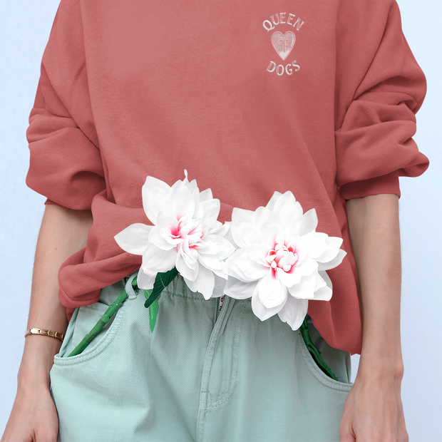 Queen Of Dogs - Embroidered Valentines Day Sweatshirt